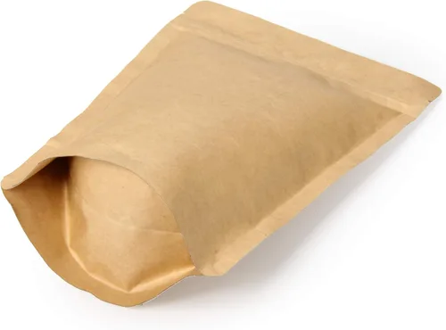 Miniatura 3 de 50 unidades de papel kraft natural de alta barrera con cremallera bolsa de café con válvula de desgasificación unidireccional