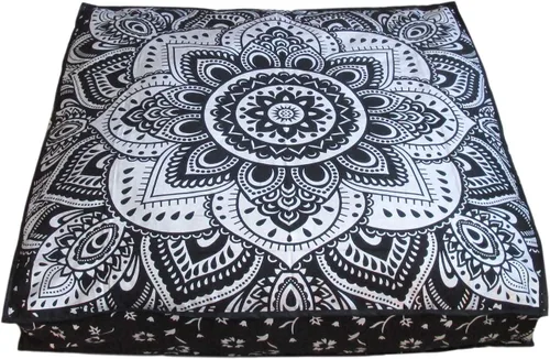 Miniatura 75 de CRAFT KALA Funda de cojín con diseño de mandala, funda de cojín para asiento, hippie, decorativo, bohemio, otomano, de algodón, indio, para sala