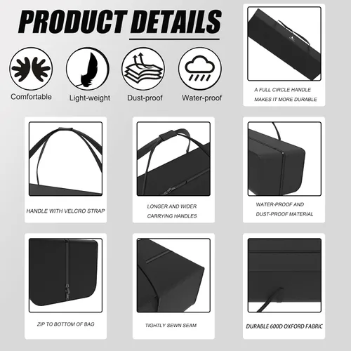 Miniatura 7 de Bolsa de viaje para gimnasio con cremalleras duraderas de 2 vías, impermeable, tela Oxford fuerte, Negro -, 31.5 pulgadas para bloques de arranque