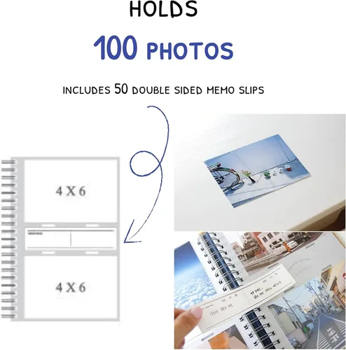 Miniatura 5 de Álbum de fotos con tapa dura coreana simple y estética, de 4 x 6 pulgadas, para parejas, familia, bebés, bodas. Tiene capacidad para 100 fotos