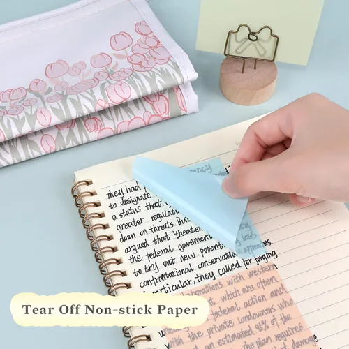 Miniatura 4 de Temiary 500 hojas de notas adhesivas transparentes de color macarrón de 3 x 3 pulgadas, impermeables Bloc de notas transparente, pestañas de libro