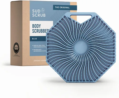 Sud Scrub® Limpiador Corporal de Silicona Antimicrobiana, Exfoliante Corporal para Piel Sensible, Limpiador de Ducha Ecológico para el Cuerpo, Azul