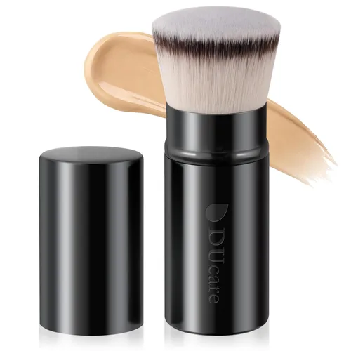 Miniatura 12 de DUcare Brocha para Base, Brocha Kabuki de Punta Plana Sintética Profesional para Maquillaje, Mezcla de Líquidos, Polvo Mineral, Pulido, Punteado