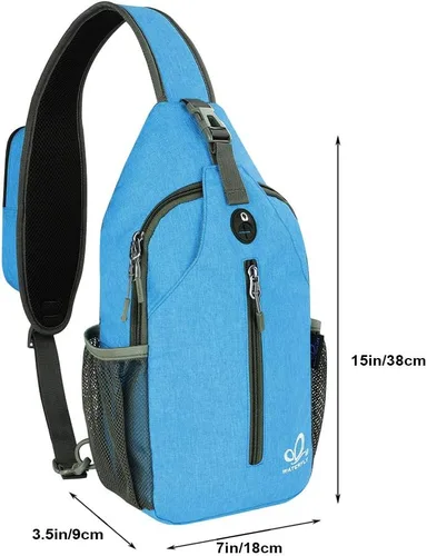 Miniatura 137 de WATERFLY Bolsa pequeña de senderismo: mochila cruzada para el pecho, mochila para hombres y mujeres con correa de hombro agradable a la piel