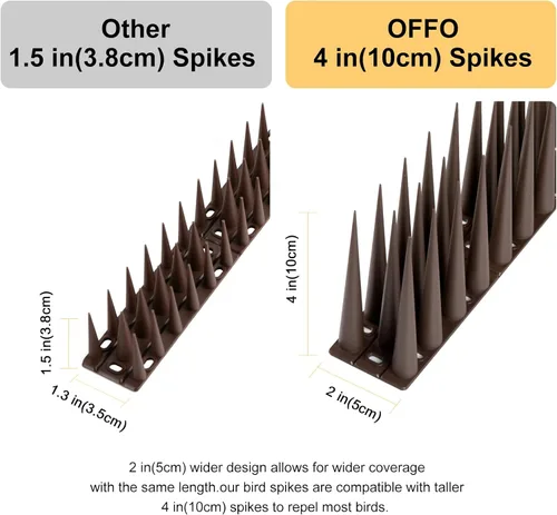 Miniatura 2 de OFFO Bird Spikes - Picos de paloma para exteriores para gatos que mantienen a los pájaros, mapache, pájaro carpintero, 8 pies (8.0 ft), marrón
