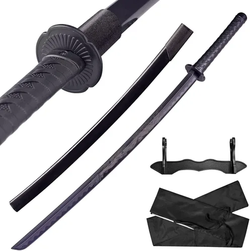 Miniatura 14 de Espada katana japonesa – Hoja negra de polipropileno con Saya, espada de entrenamiento Samurai para cosplay, 40.1 pulgadas