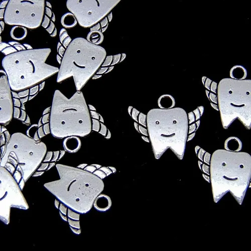 Miniatura 2 de Acxico 50 dijes de hadas tibetanos de plata para niños, 0.709 in, Plata