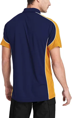 Miniatura 3 de MAGCOMSEN Polo de golf para hombre, manga corta, 3 botones, secado rápido, estilo casucal, piqué