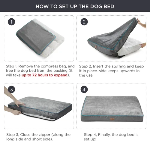 Miniatura 3 de Bedsure Camas Lavables para Perros de Tamaño Grande - Alfombrilla para Mascotas de 3 Pulgadas de Grosor para Perros de hasta 80 libras con Almohadas
