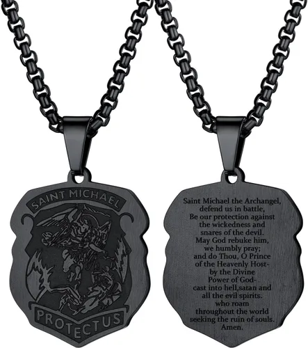 Miniatura 138 de U7 Saint Benedict/Michael Medal Necklace, 316L Stainless Steel Virgin Mary Necklace for Men Women, Bible Verse Protection Necklace Catholic