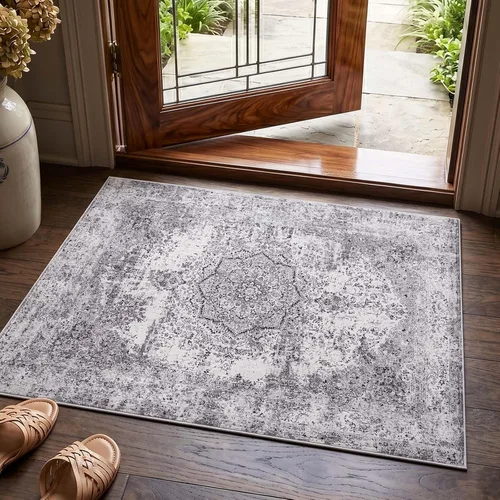 Miniatura 38 de jinchan Alfombra floral primaveral de 2 x 3 pies para entrada, alfombra desgastada lavable, de pelo corto, suave, pequeña, antideslizante, tapete