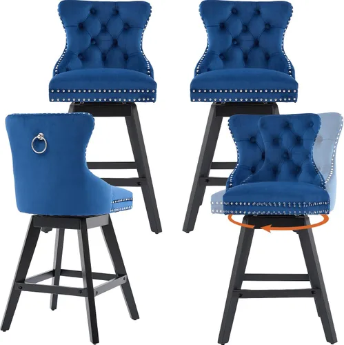 Miniatura 12 de Juego de 2 taburetes de bar giratorios modernos, taburetes de bar de 26.6 pulgadas de altura de mostrador beige con respaldo para isla de cocina