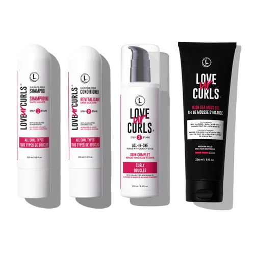 Love Ur Curls - Champú, Acondicionador, Estilizador Todo en Uno para el Cabello Rizado para reparar, definir e hidratar el cabello y Gel de Musgo de
