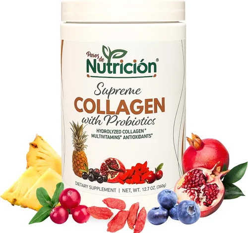 Polvo de péptidos de colágeno hidrolizados, 12.7 onzas, suplemento de colágeno puro con probióticos y multivitamínicos, proteína de colágeno en