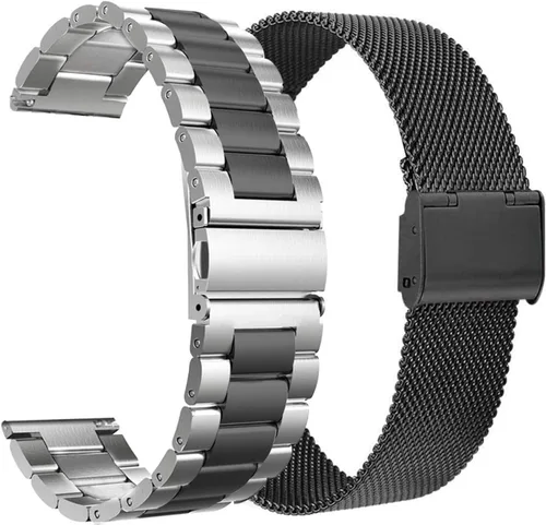 Miniatura 8 de valkit 2 Packs Watch Bands for Garmin Vivoactive 5/Vivoactive 6 3/Forerunner 165 55/Galaxy Watch 7 6, 20MM Elegant Casual Solid Stainless Steel