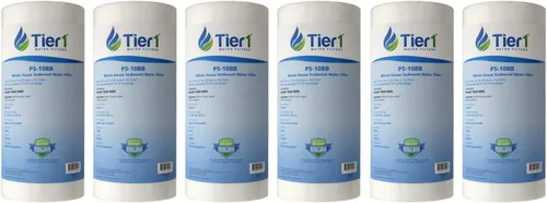 Miniatura 12 de Tier1 Filtro de agua de 1 micrón de 10 x 4.5 pulgadas Filtro de agua de sedimentos de polipropileno hilado para toda la casa Reemplazo