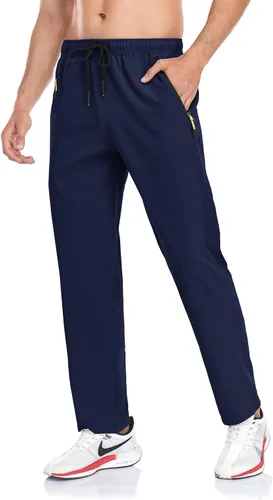 Miniatura 8 de Rapoo Pantalones ligeros para hombre con bolsillos con cremallera, secado rápido, pantalones deportivos de viaje para entrenamiento