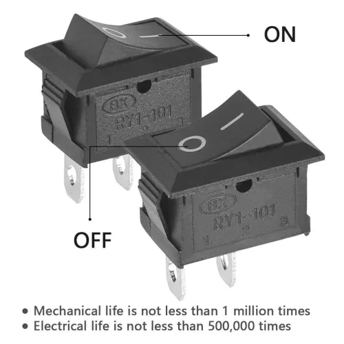 Miniatura 2 de Botón de palanca de 2 pines a presión AC 6A/250V 10A/125V KCD1 On/Off Mini Boat Rocker Switch Negro para coche, barco y electrodomésticos, 10