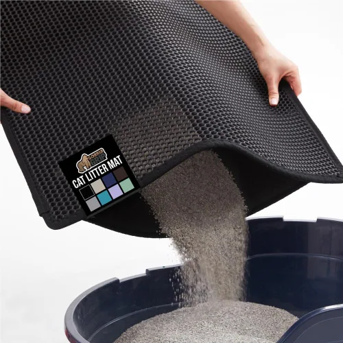 Miniatura 11 de GORILLA GRIP Tapete para caja de arena para gatos con diseño de panal de abeja, tapete de basura de dos capas, suave para las patas, suministros