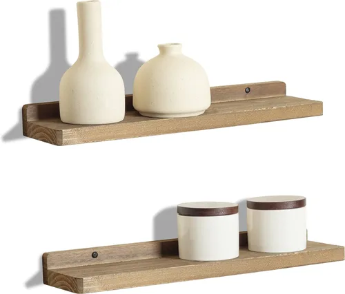 Miniatura 24 de Freezing point Pequeño estante flotante para pared, juego de 4 mini estantes de pared de madera natural de 4 pulgadas, decoración de plantas, negro