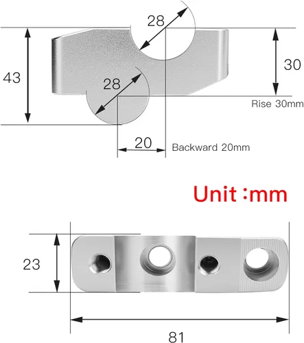 Miniatura 3 de Elevador de manillar de motocicleta compatible con Triumph Trident 660 (negro)