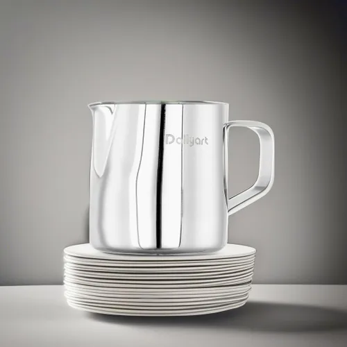 Miniatura 5 de Dailyart - Jarra espumadora de leche de 6.8 oz/6.8 fl oz, acero inoxidable 304, con escala interna, accesorios de espresso, jarras espumadoras