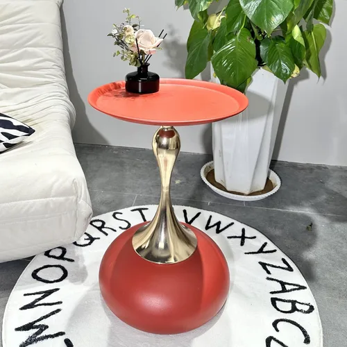 Miniatura 11 de Mesita de noche pequeña, mesa auxiliar redonda de pedestal, mesa auxiliar Art Deco, mesa auxiliar moderna, mesa auxiliar para sala de estar, Dorado