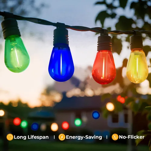 Miniatura 5 de GvvooHome Paquete de 24 Bombillas LED S14 de Colores para Luces de Cadena Exteriores, Bombillas de Repuesto Irrompibles de 1W para Luces de Patio