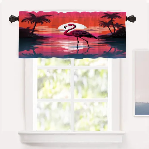 Miniatura 16 de Shrahala Floral Abstract Design Blackout Curtain Tiers, Minimalist Flower Illustration Kitchen Valance Light Blocking Tier Drapes with Rod Pocket, 2