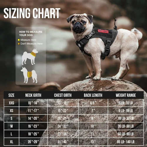 Miniatura 2 de OneTigris Chaleco Arnés Táctico para Perros, Chaleco para Perro de Servicio Sin Tirones con Paneles de Velcro, Arnés Chaleco Ajustable para Perros