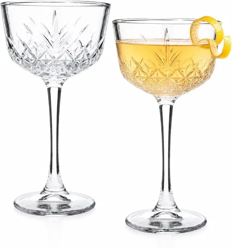 Miniatura 11 de HISTORY COMPANY 1934 Nick & Nora Crystal Cocktail Coupette - Vaso estilo cupé inspirado en el arte moderno, juego de 2 piezas