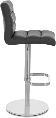 Miniatura 6 de ZURI Taburete de bar moderno negro de altura ajustable con base plana redonda cepillada
