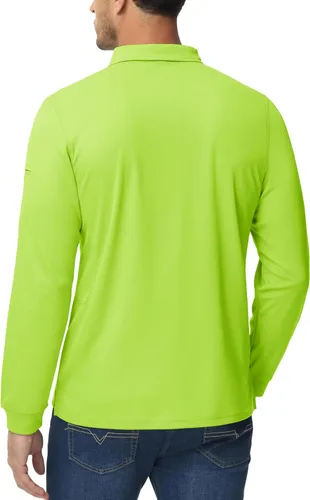 Miniatura 5 de MAGCOMSEN Camisas polo para hombre, 3 botones, secado rápido, manga larga, tácticas, camisa de golf