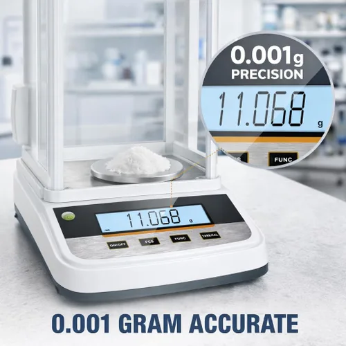 Miniatura 5 de Lab Analytical Balance - Báscula digital de precisión de 17.64 oz x 0.00 oz, con parabrisas e interfaz RS232, para laboratorios científicos