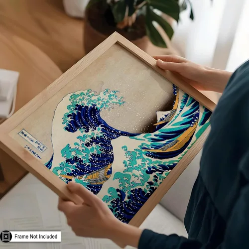 Miniatura 5 de Poster Master Póster vintage de The Great Wave Off Kanagawa – Estampado retro de barcos sobre mar tormentoso – Arte japonés – Regalo para hombres