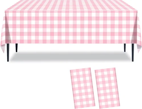 Miniatura 11 de Paquete de 2 manteles a cuadros blancos y negros de 54 x 108 pulgadas, desechables, de plástico, con bandera de carreras, impermeable, rectangular