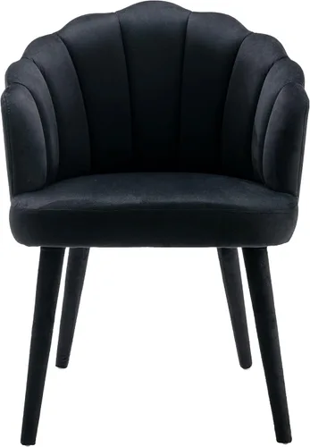 Miniatura 6 de Juego de 2 sillas de comedor de terciopelo negro modernas, sillas laterales de tapicería con patas de madera tapizadas para el hogar, cocina, sala