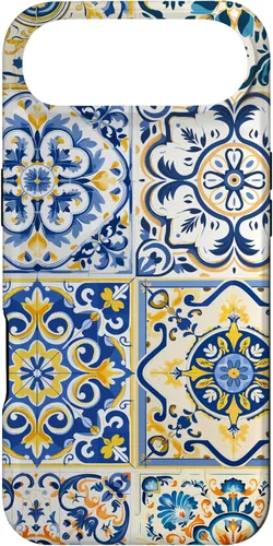 Miniatura 26 de iPhone 13 Patrón de azulejos mediterráneos sicilianos con estuche estético Maiólica