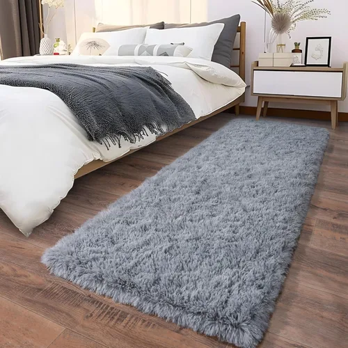 Miniatura 17 de Alfombras suaves para pasillos de dormitorio, nuevas, con parte inferior antideslizante mejorada, de 2 x 3, alfombra esponjosa y peluda verde