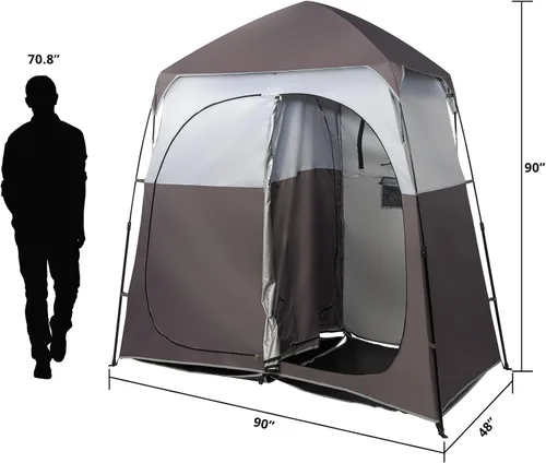 Miniatura 7 de VINGLI Tienda de Ducha de 2 Habitaciones, Refugio Instantáneo de 2.3 m que se Despliega con Bolsa de Transporte, Tienda de Privacidad para Cambiarse