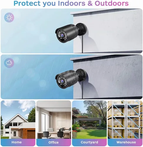 Miniatura 6 de Sistema de cámara de seguridad para el hogar 3000TVL Vigilancia DVR Kits, 4 unids con cable 1080P AHD/CVI/TVI cámara coaxial HD