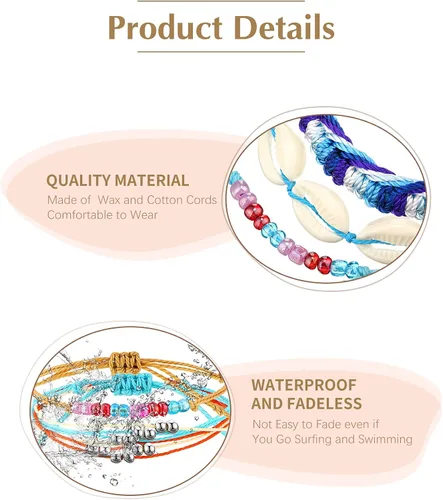 Miniatura 5 de Hicarer 21 pulseras de olas surfistas ajustables e impermeables hechas a mano para la amistad, joyería para mujer