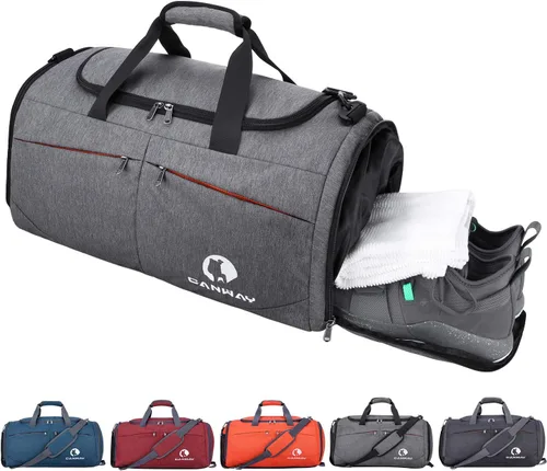 Canway Bolsa deportiva para gimnasio, bolsa de viaje con bolsillo húmedo y compartimento para zapatos para hombres y mujeres, 45L, ligera