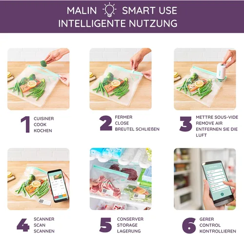 Miniatura 4 de MASTRAD - Stor'eat Smart Bags S - Bolsas reutilizables para Sous Vide - Mantén la comida fresca - Cocina saludable - Juego de 10-8.7 x 8.3 pulgadas