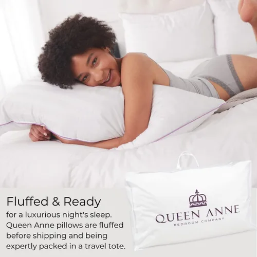 Miniatura 4 de Queen Anne 25% Down + 75% Feather Luxury Pillow - Goose and Duck Down Feather Blend Pillow for Sleeping - Back, Side, Stomach Sleepers