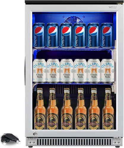 Miniatura 8 de Weili - Refrigerador incorporado de 50 cm para bebidas con cerradura, debajo del mostrador o independiente, refrigerador para 120 latas de refresco