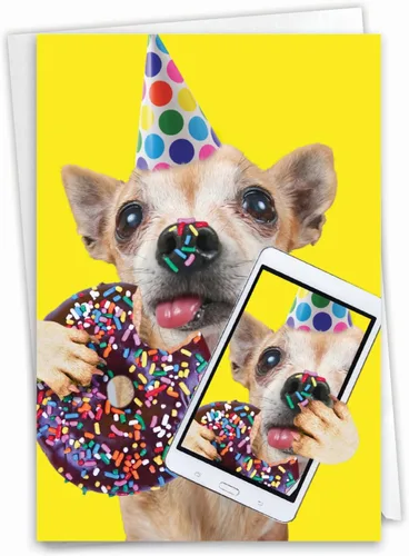 Miniatura 19 de NobleWorks - Tarjeta de felicitación de cumpleaños con sobre de 5 x 7 pulgadas (1 tarjeta), divertida celebración de cumpleaños de animales - Bandas