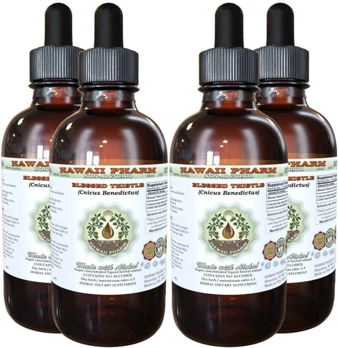 Blessed Thistle Extracto líquido sin alcohol, cardo bendito orgánico (Cnicus benedictus) hoja seca, tallo orgánico y flor glicerita Hawaii Pharm