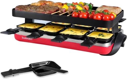 Miniatura 11 de TAMARIT Raclette Mesa de Parrilla Eléctrica Portátil para Queso, Parrilla Coreana de Interior de 1400 W, Parrilla de Queso para Fiestas con Placa