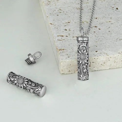 Miniatura 136 de Collar con colgante de urna de cenizas de cremación y árbol de la vida para mujer, plata de ley US1